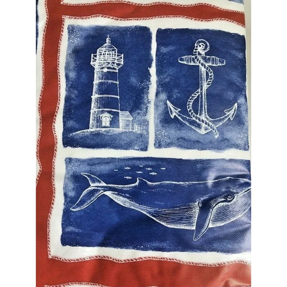 Whale Anchor Lighthouse Tablecloth Flannel Backed Vinyl Summer Beach 52x90